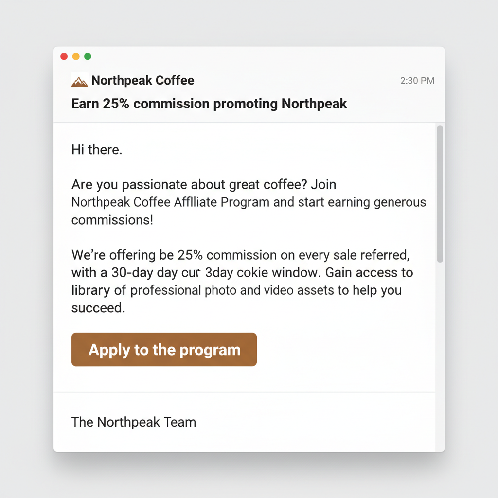 Northpeak — Affiliate recruiting (Program outreach)
