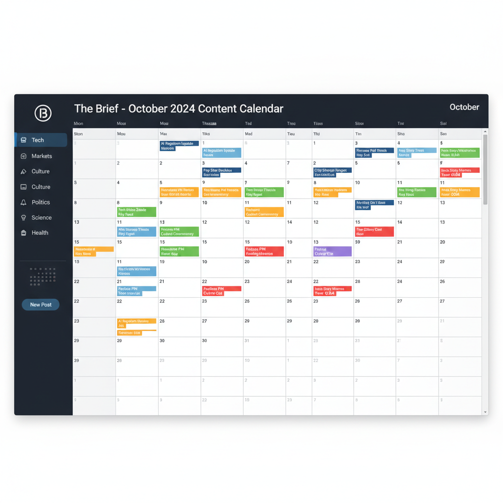 The Brief content calendar — Daily editorial + newsletter