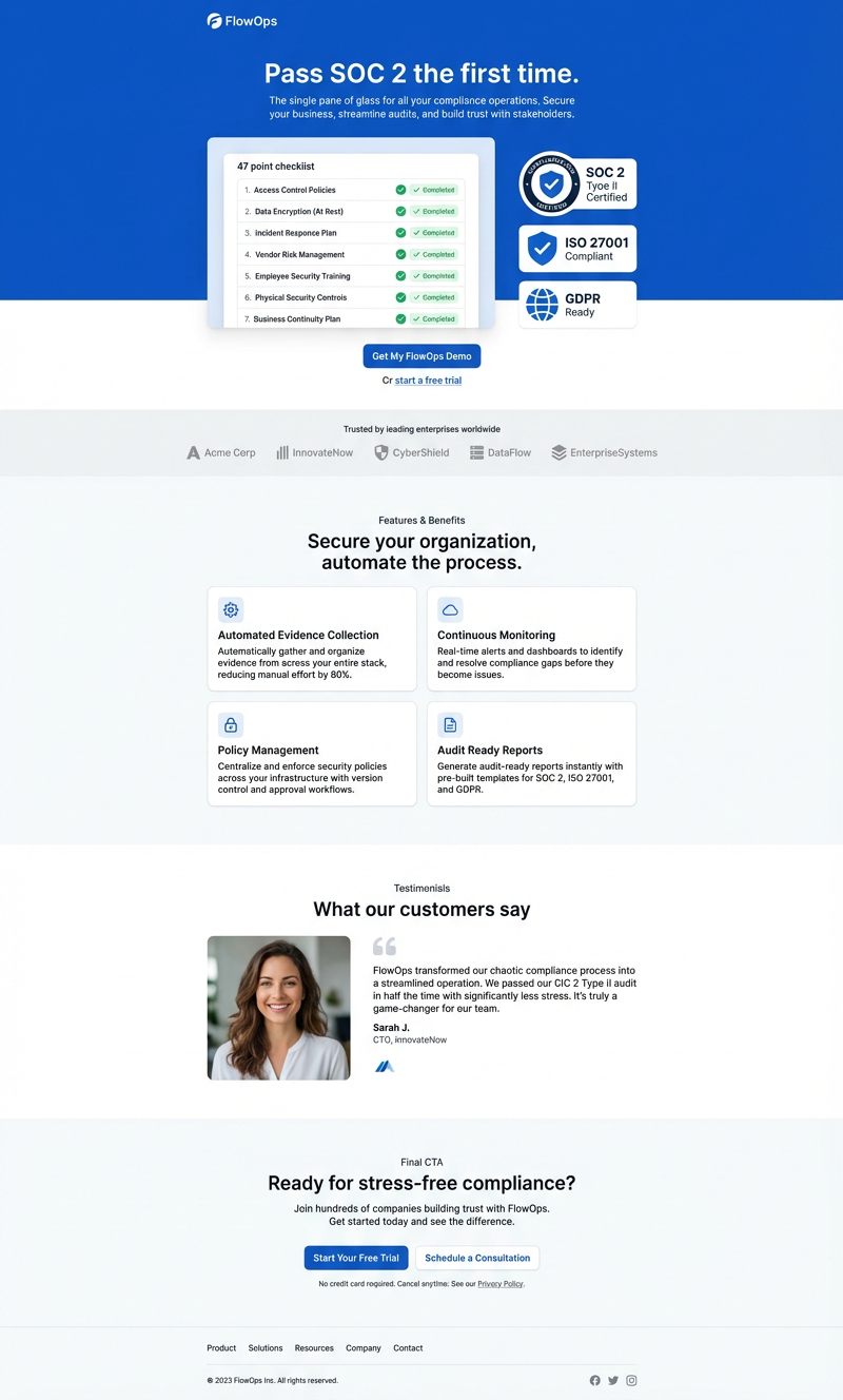 FlowOps landing page