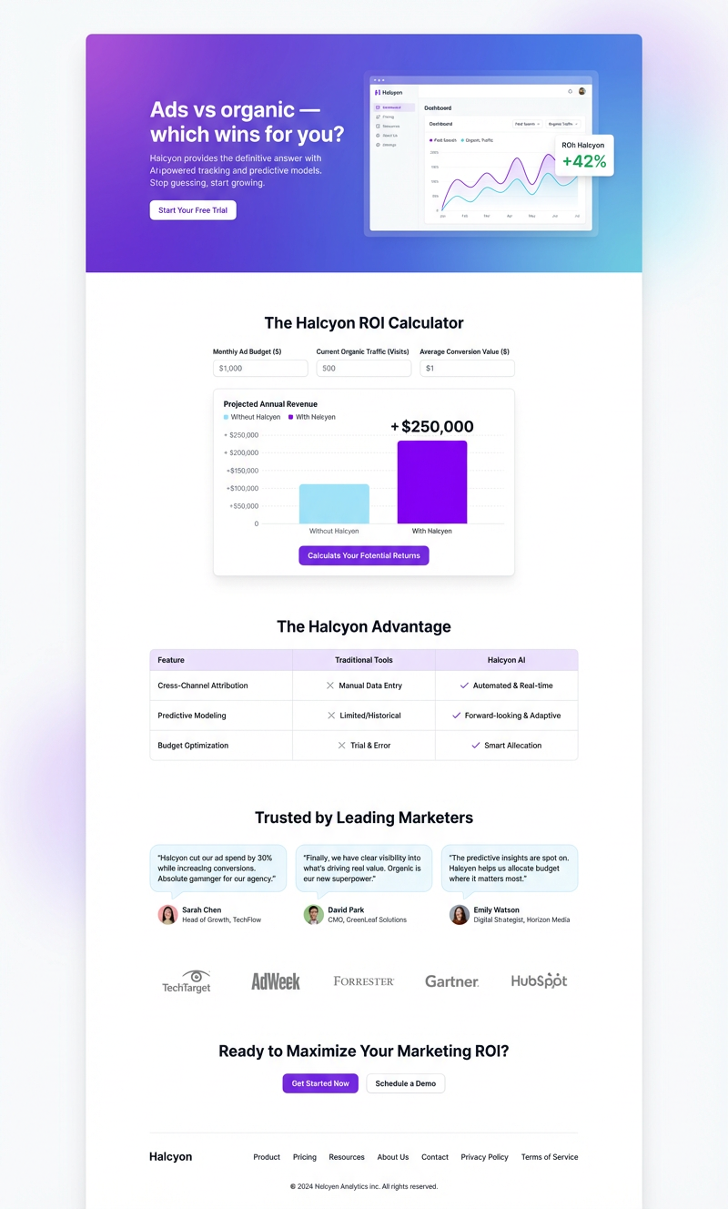 Halcyon landing page