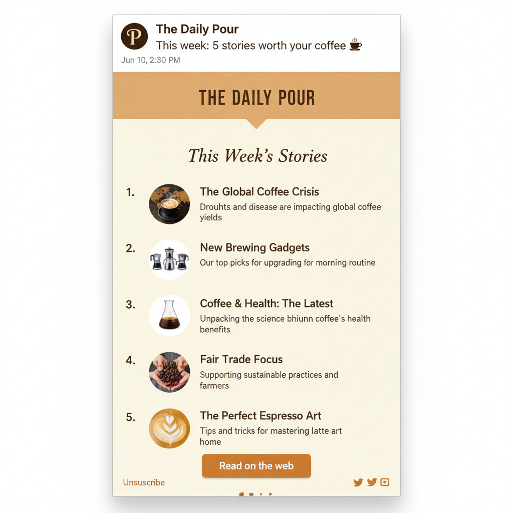 The Daily Pour — Newsletter (Weekly roundup)